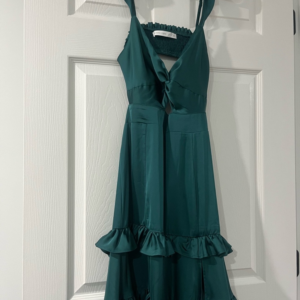 Altar'd State Green Pleated High Low Sundress